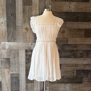 Anthropologie Entro white lace dress medium angelic cottagecore festival boho